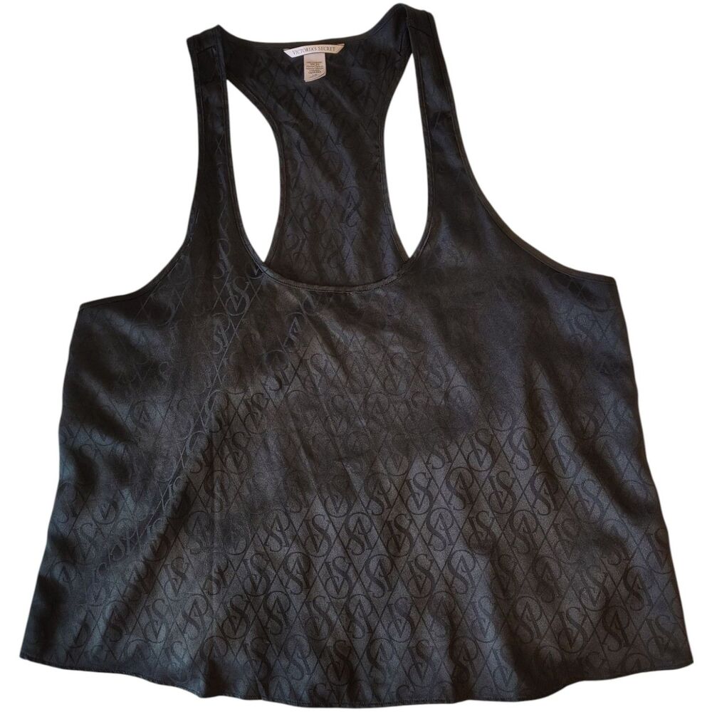Victoria's Secret Monogrammed Black Sleeveless Lightweight Top Size Lg